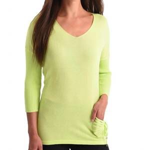 NEW ANGEL tie pocket detail v-neck top in lime